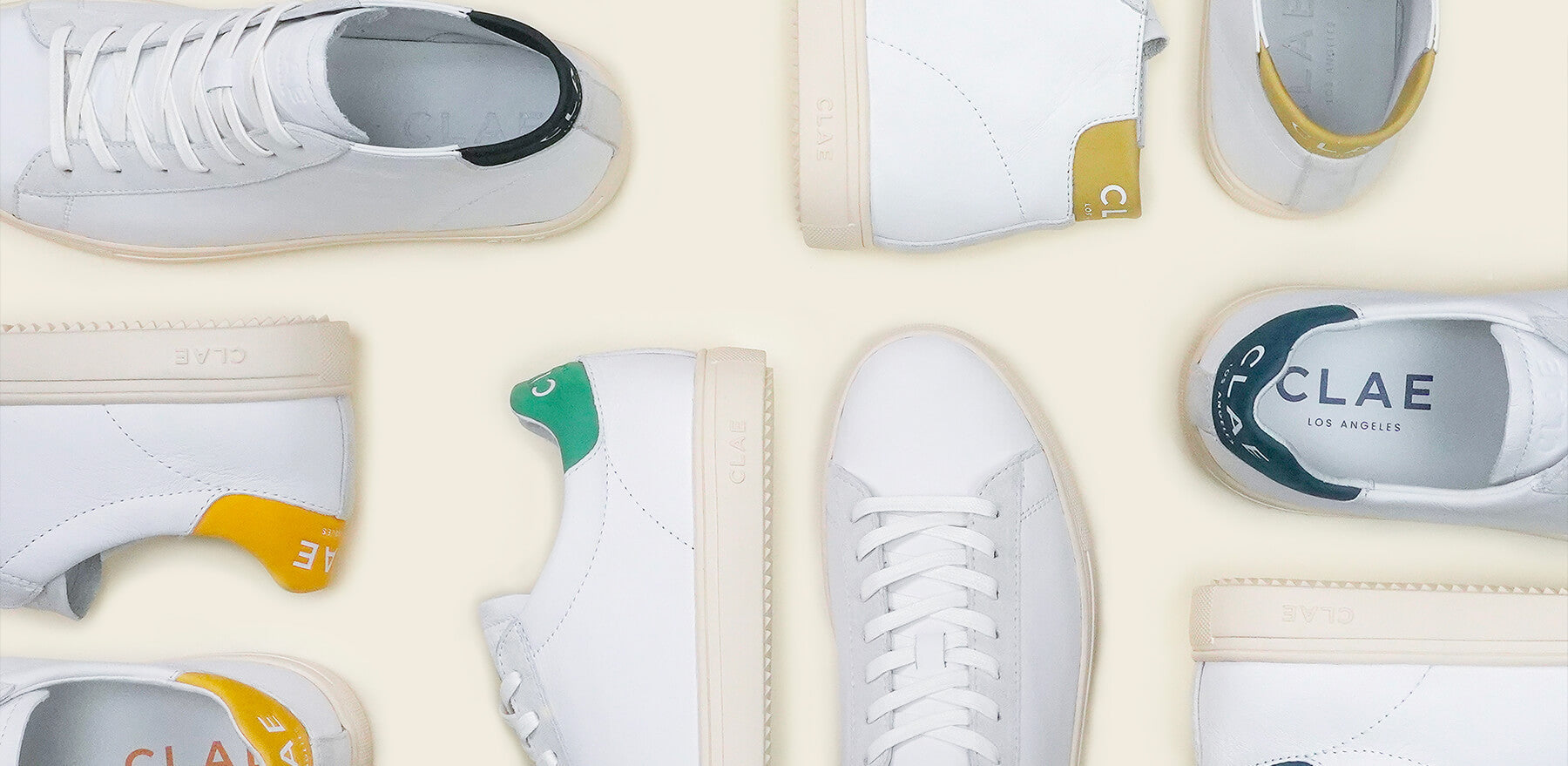 the california capsule collection fuses inpiration from landscapes and smooth tones of shiny california with refined retro sneakers by clae los angeles