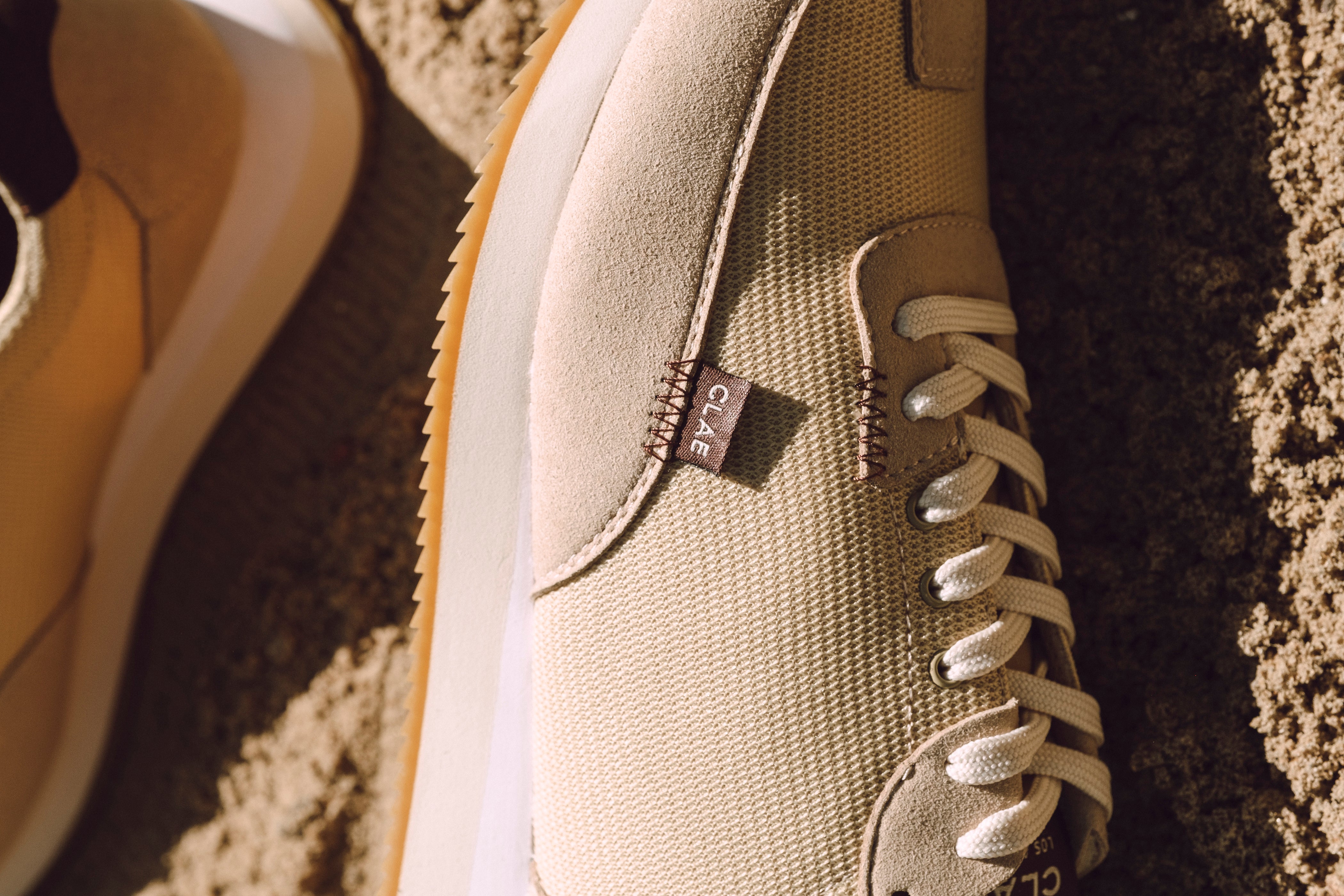 refined vintage runnning shoes hadncrafted with lightweight recycled fabric by CLAE los Angeles
