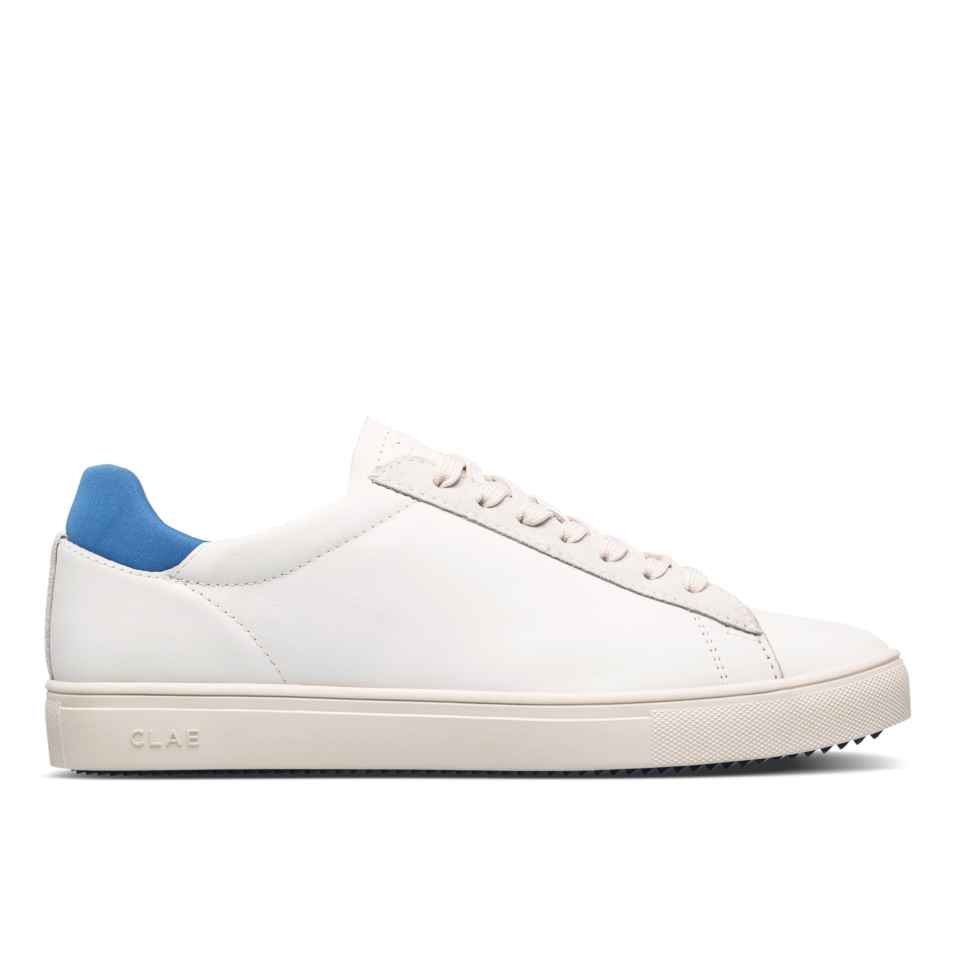 Bradley court shoe in White Pebble Blue with Italian leather, suede, and neoprene upper, timeless design with Standard Premium (SP) sole.