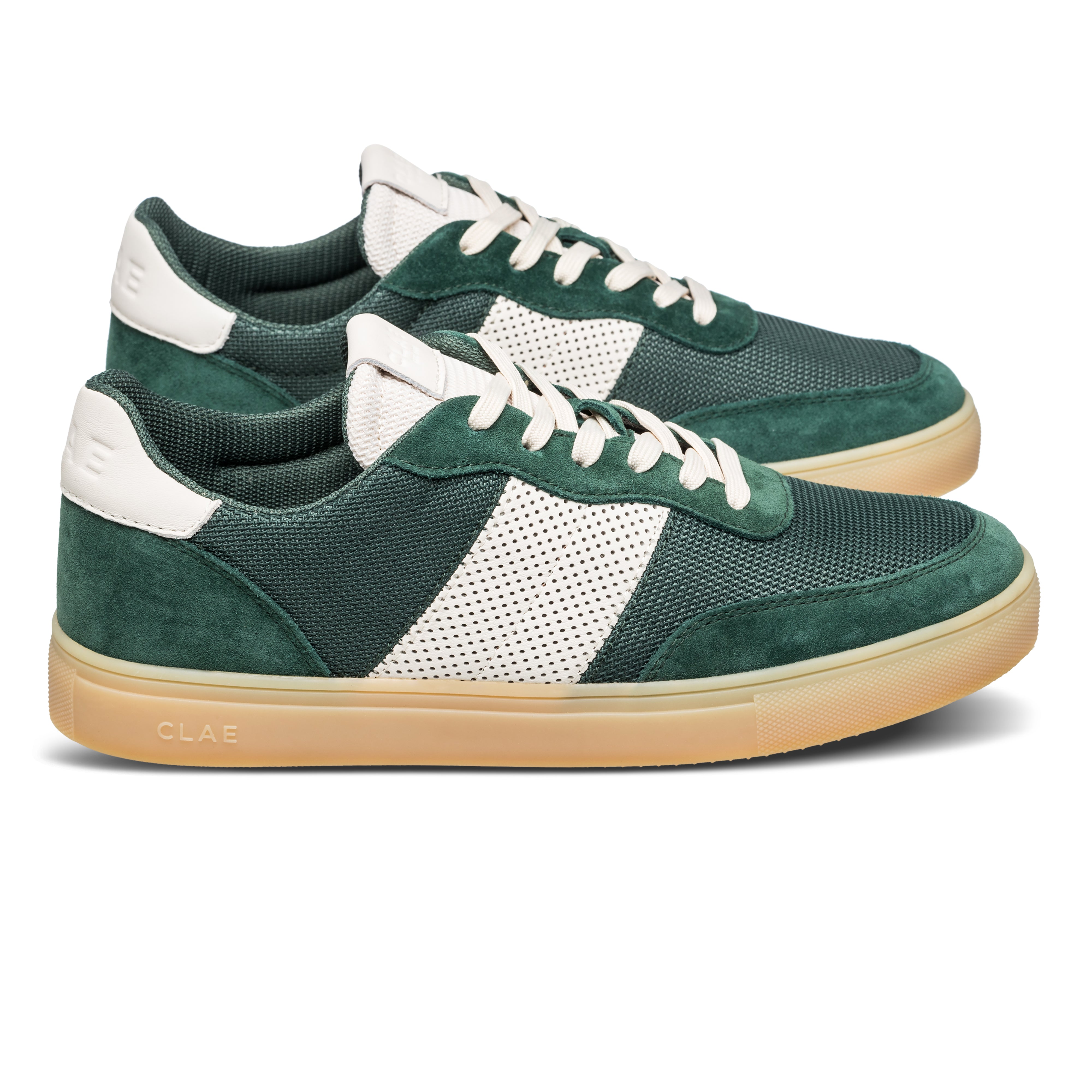 Davis court shoe in Pine Needle Off-White with Italian leather, suede, and recycled poly upper, side view showing refined silhouette and premium craftsmanship.