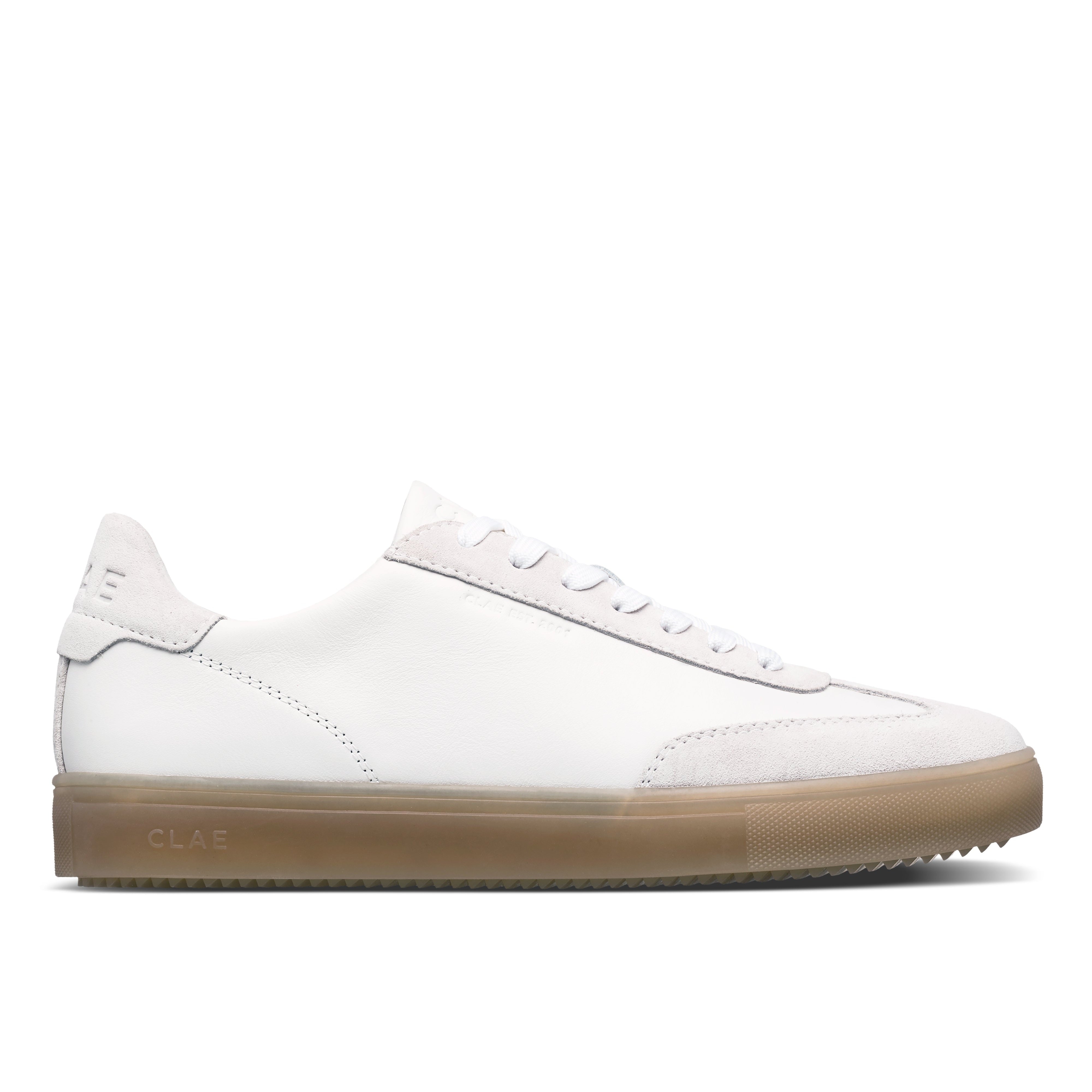 Deane court shoe in White Silver Mink Clear with suede and Italian leather upper, timeless T-Toe silhouette with Standard Premium (SP) outsole.