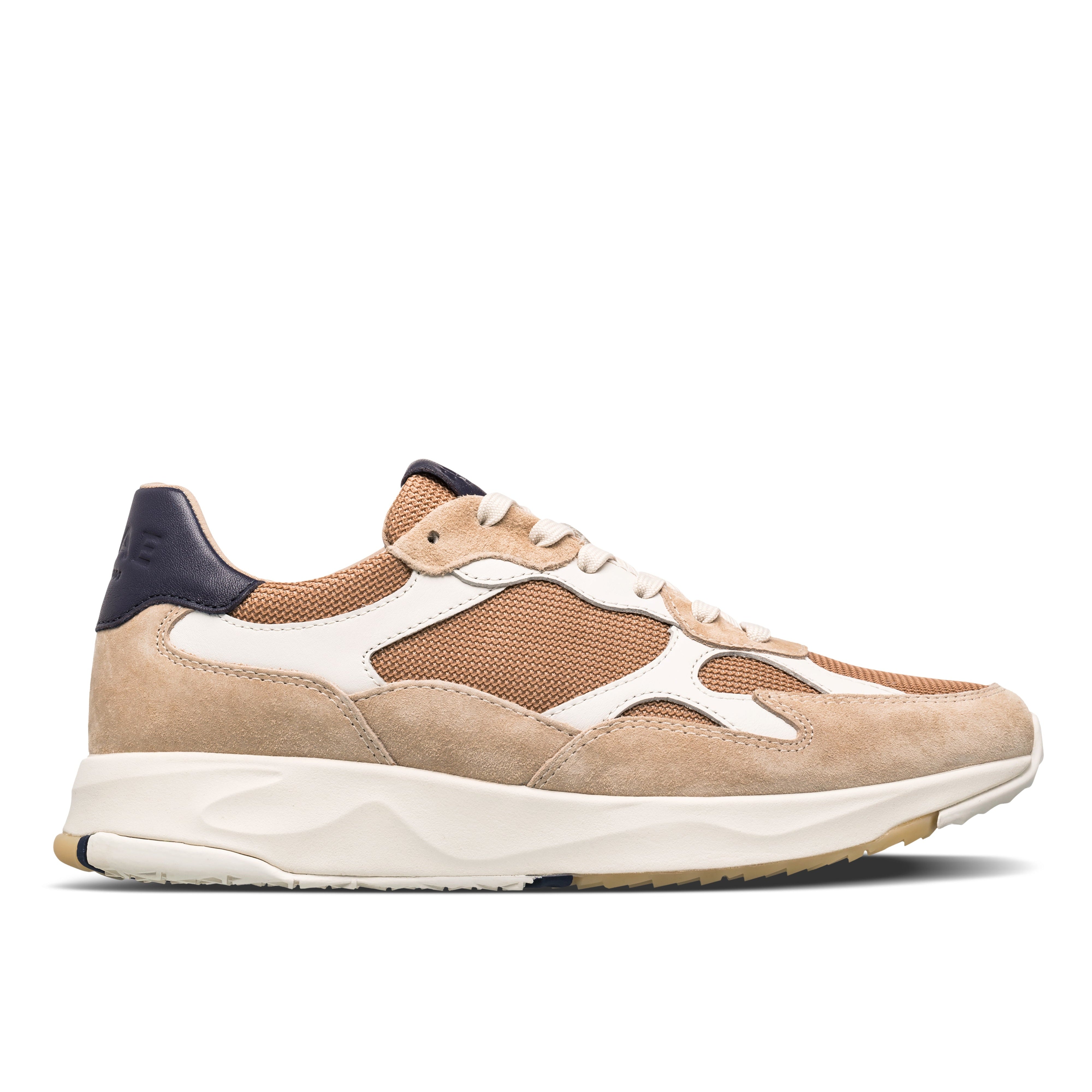 Zuma runner in Safari Doe Navy with premium leather, suede, and recycled mesh upper, lightweight design with Desert Track outsole.