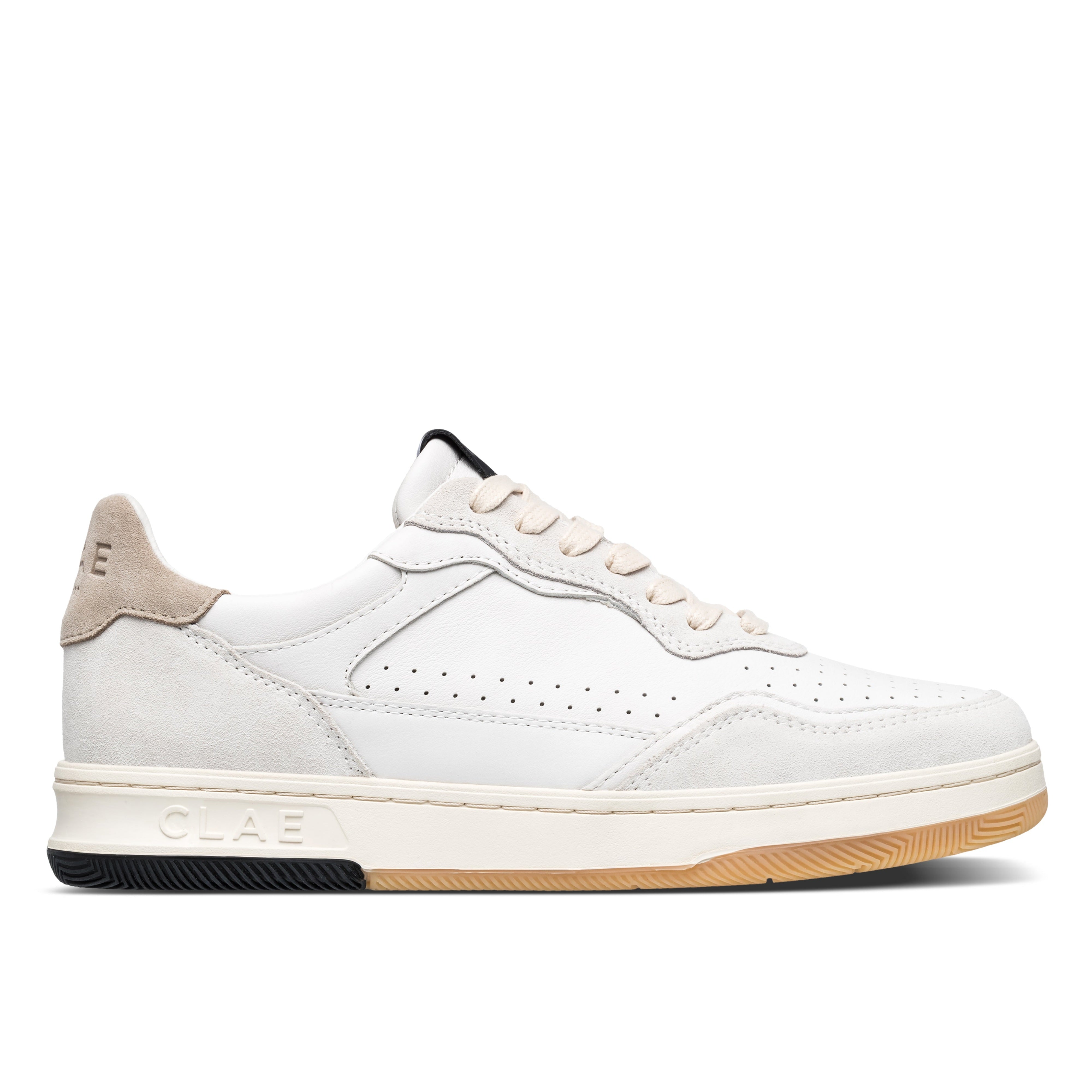 Haywood court shoe in White Feather Black with suede and Italian leather upper, premium design with Premium Court (PC) outsole.