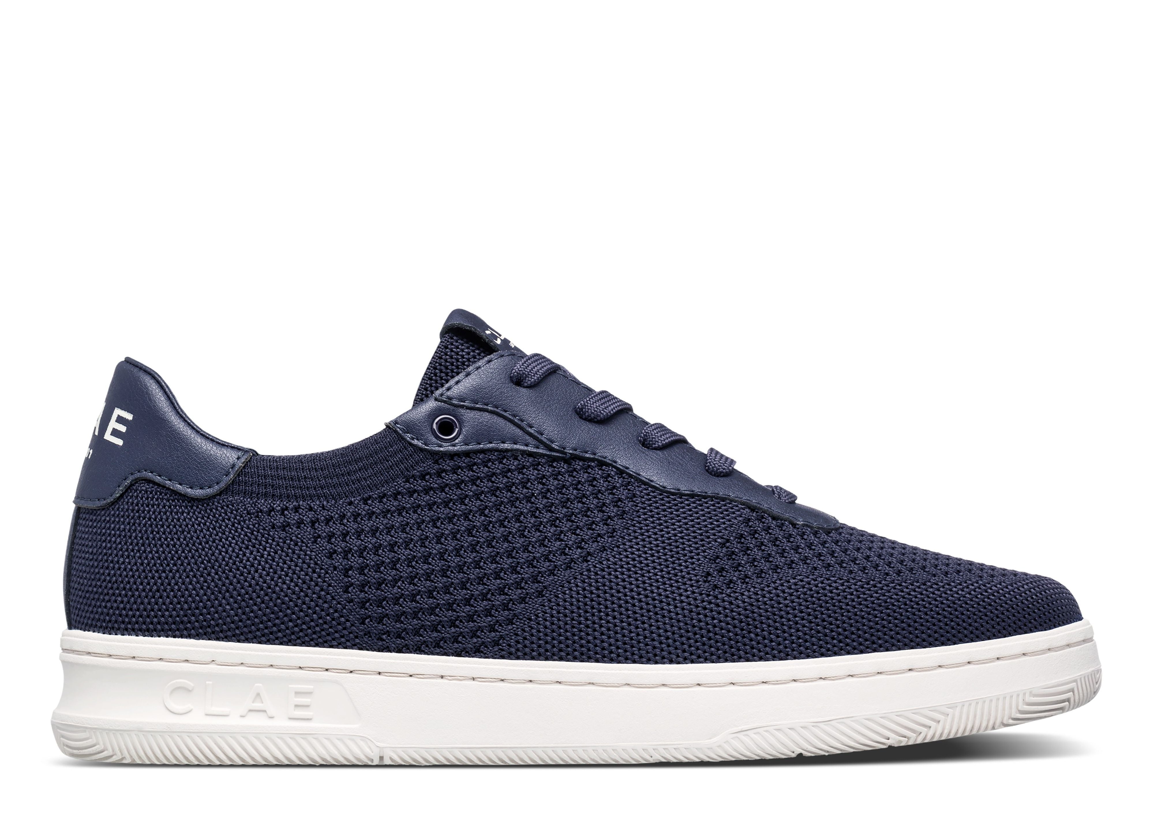 Malone Knit court shoe in Navy SEAQUAL® YARN recycled fiber, lightweight and sustainable design.