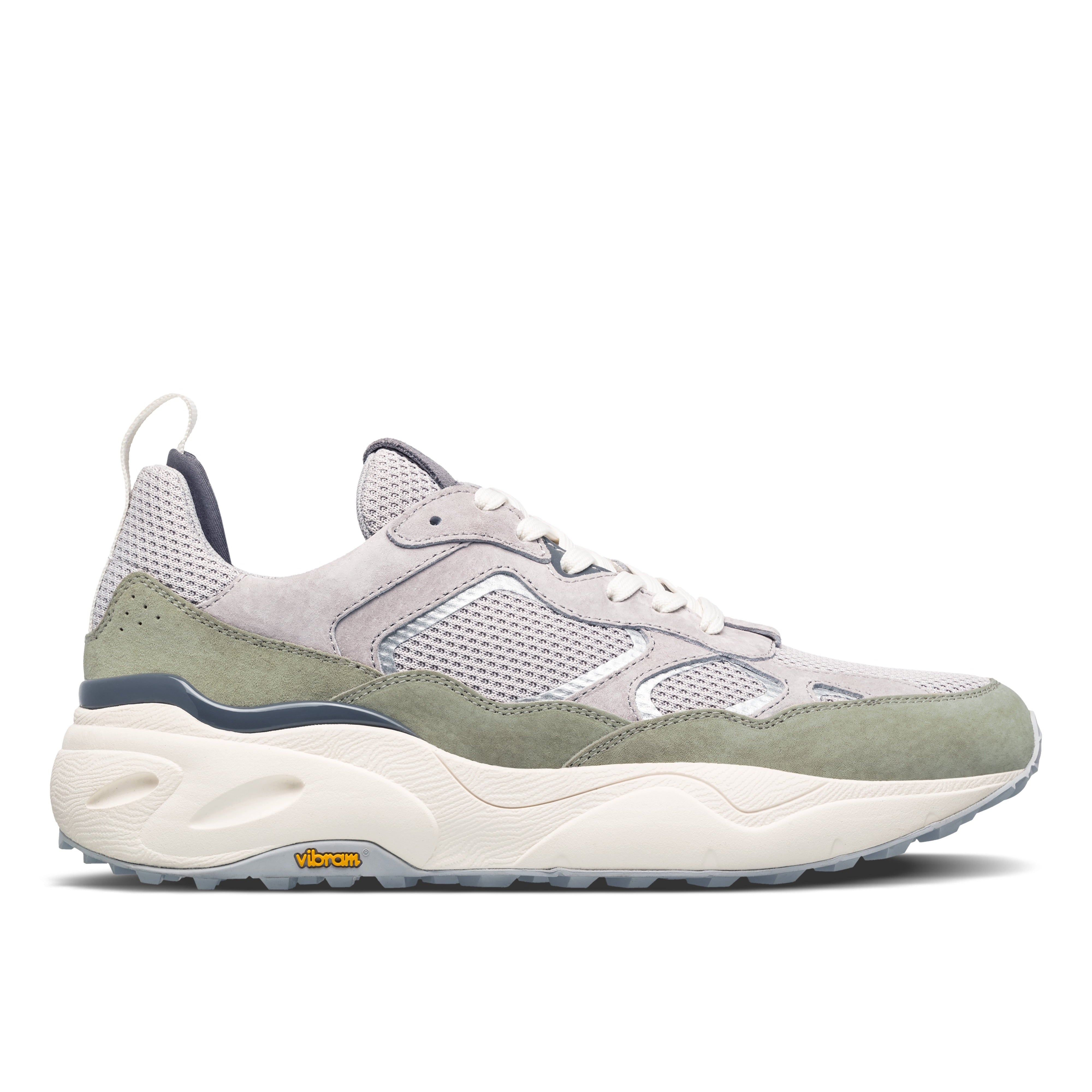 Salazar runner in Quiet Gray Tea with suede and recycled mesh upper, premium lifestyle runner with VIBRAM outsole for comfort and traction.